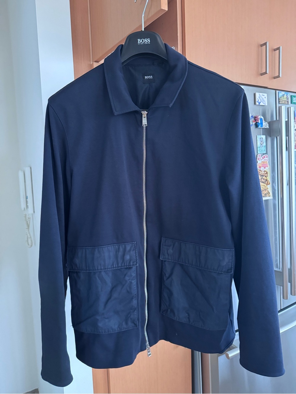 Hugo Boss Navy Zip-Front Bomber Jacket